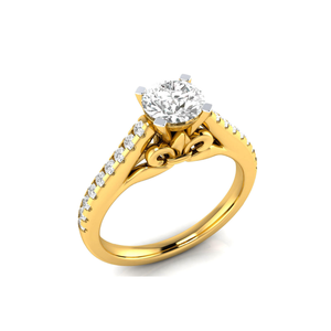 14Kt Yellow <b>Gold</b> Real Diamond Engagement <b>Ring</b> | Brilliant Cut Prong <b>Set</b> Wedding Anniversary <b>Ring</b> for Women | Fine Jewelry Gift - Product Image 3