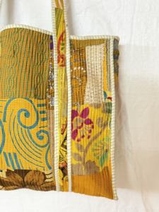 Bolsa de Compras Reutilizable Ecológica, Ligera, Abierta, de Seda Vintage Hecha a Mano, para Mujer, FABRICATEFIZZ, Étnica, India, Acolchada - Product Image 3