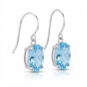 High Quality Rhaya Jewels 925 Sterling Silver Rhodium Plated Bohemian Style Oval Shape <b>Blue</b> <b>Topaz</b> Claw Setting Hook <b>Earrings</b> - Product Image 2