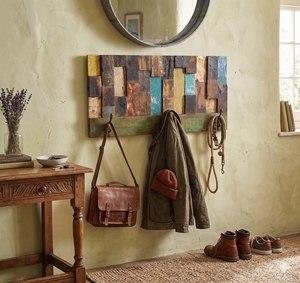 Porte-manteau mural en bois de récupération rustique, support décoratif en bois recyclé pour couloir, porte-clés, vente en gros, mobilier de décoration intérieure - Product Image 3