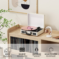 Tocadiscos Multifunción, Reproductor de Vinilo, CD, Casete, USB, con Altavoces, Diseño Retro, Tocadiscos de Vinilo