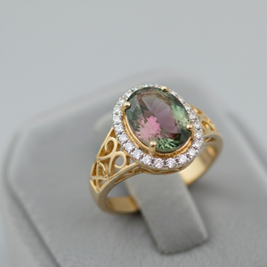 แหวนพลอยอะเมทิสต์สีเขียวทรงรีสำหรับผู้หญิง ราคาขายส่ง ไซส์ US 6 เงินแท้ 925 ชุบทอง 18K เครื่องประดับคุณภาพสูง - Product Image 1