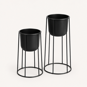 Vases en métal noir de luxe en gros avec support | Porte-pot de fleurs en fer avec revêtement en poudre durable, personnalisable, moderne, pour la maison et le jardin - Product Image 4