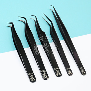 Pinzas para Pestañas con Punta de Fibra de 45 y 90 Grados, Color Negro, Suministros para Extensión de Pestañas, Pinzas Curvas Clásicas para Aislamiento de Pestañas - Product Image 5