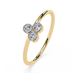 Anillo de diamantes naturales con engaste de tres piedras en bisel, oro de 18k, engaste en bisel con joyería apilable para anillos de compromiso, certificado IGI - Product Image 2