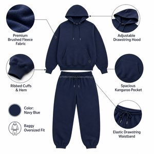 Ensemble survêtement oversize pour femme : sweat à capuche et pantalon de jogging en molleton de coton épais, style streetwear décontracté, personnalisable (logo, OEM, ODM) - Product Image 6