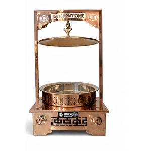 Plat à réchaud rond en acier inoxydable plaqué or rose - Product Image 1