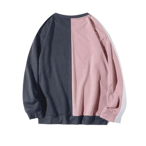 Vente en gros de sweatshirts à col ras du cou de qualité luxueuse pour hommes, broderie personnalisée, sweatshirts à capuche bicolores à la mode, grande taille, automne élégant - Product Image 4