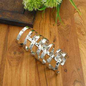 Wide Stainless Steel Cuff Bracelet <b>Hammered</b> Spiral Open Gold <b>Silver</b> Statement Adjustable Modern Minimalist Jewelry - Product Image 2