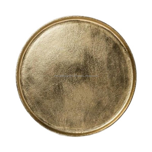 Plat de service rond en or de qualité supérieure pour le dîner d'occasion de mariage plateau et assiette décoratifs personnalisés fabriqués en Inde - Product Image 1