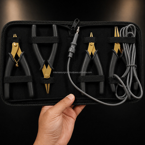 Professional 4PCS Black Permanent Jewelry Making Tool Kit Flush <b>Cutter</b> Long Nose Short Nose Grounded Pliers - Product Image 6