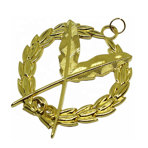 Colgante de Regalia Fraternal para Secretario Masónico, Joya de Metal Dorado y Cuero, para Oficial Secretario Masónico - Product Image 2