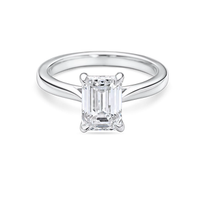 Emerald Cut Lab Created Diamond GRA Certified Art Deco Engagement <b>Ring</b> <b>Split</b> Shank Cathedral Solitaire 14K Gold Diamond <b>Ring</b> - Product Image 1