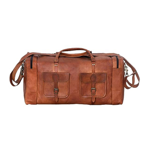Sac de voyage unisexe en cuir véritable marron de qualité supérieure, style moderne, grande taille cabine, avec fermeture éclair, pour chaussures - Product Image 5