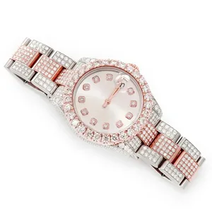 Reloj Mecánico de Lujo para Hombre de Prince Jewellers con Caja Personalizada en Forma de Diamante, Completamente Adornado con Diamantes Moissanite Plateados - Product Image 3