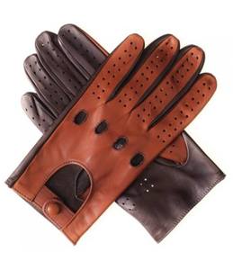 Mitaines en cuir beige à doigts complets, compatibles écran tactile, avec détection de pointe, pour usage quotidien décontracté en hiver et la conduite, paume à grain doux et poignet fendu - Product Image 3