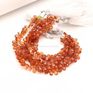 Perles de grenat Hessonite naturel facettées en forme de poire 5MM 7MM, perles de grenat Briolette, prix de gros, lot de 6 pouces pour la fabrication de bijoux - Product Image 4