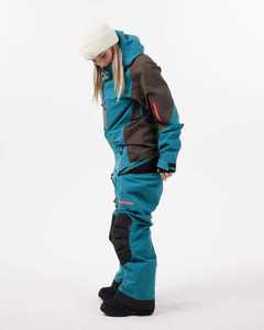 Women's Teal Snowboard Jumpsuit <b>Waterproof</b> Synthetic Insulated Zip Closure One Piece Ski Suit Outdoor Wear - Product Image 2