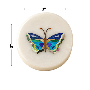 Posavasos Redondo de Resina con Diseño de Mariposa y Mármol, Decoración Moderna para Mesa de Hogar, Bodas y Diwali - Product Image 2