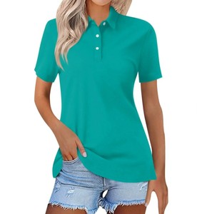 Chemise décontractée pour femme en tissu Oxford, unie, infroissable, séchage rapide, manches courtes, 220g polyester/coton - Product Image 5