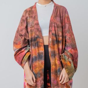 Robe Kimono Femme Fait Main Belle Rayonne Tissu Tie Dye Design Taille Unique Comprend Ceinture et Soutien-Gorge Bandeau Dernier Style - Product Image 2