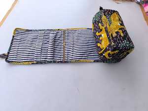 Étui zippé matelassé en coton réutilisable et écologique pour sac, pochette cosmétique pliable imprimée au bloc, sacs de rangement de voyage - Product Image 2