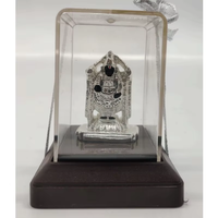 Idole du Dieu Ganesh en Acier Inoxydable Fait Main avec Boîte en Verre Transparent pour la Maison, le Temple, la Salle de Puja, la Décoration Festive de Diwali, d'Anniversaire, de Mariage
