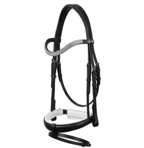 Kekang Kuda Kulit Hitam dengan Hiasan Kristal di Bagian Mahkota dan Tali Hidung TAK Equestrian HB1902 Ukuran Penuh - Product Image 4