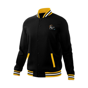 Double Custom Logo Stand Collar <b>Varsity</b> <b>Jacket</b> for Men Winter OEM Blank Wholesale <b>Plain</b> College <b>Jacket</b> - Product Image 1