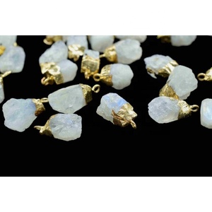 Tự nhiên cầu vồng Trắng Moonstone thô Birthstone nối nhỏ quyến rũ Mặt dây chuyền vàng vermeil đá quý quyến rũ <span class=keywords><strong>June</strong></span> tháng - Product Image 5