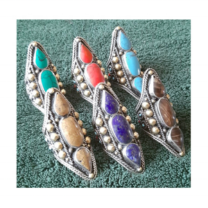 Kuchi — bagues Tribal d'origine Kuchi Boho, ajustables, 3 perles, prix exceptionnel, 100% - Product Image 5