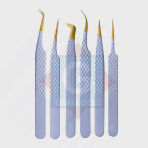 Pince à épiler en acier inoxydable à pointe en fibre dorée, design personnalisé, pointes pointues, volume multifonctionnel, longueur 10 mm - Product Image 4