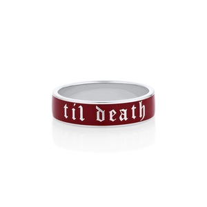 Bague de promesse gothique classique Til Death, bande en argent sterling de 6 mm, accessoire unique pour mariage et fête, symbole d'engagement éternel, assorti - Product Image 1