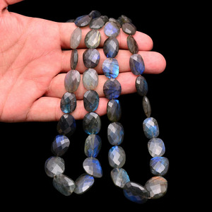 Perles de Labradorite AAA+ facettées plates 14mm-20mm, pépites naturelles de Labradorite Feu, pierres semi-précieuses à coupe dégradée pour la fabrication de bijoux - Product Image 2