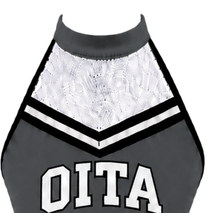 Haut court de cheerleading sans manches noir, blanc et gris pour femmes et filles – Idéal pour l'entraînement sportif et les uniformes d'équipe - Product Image 3