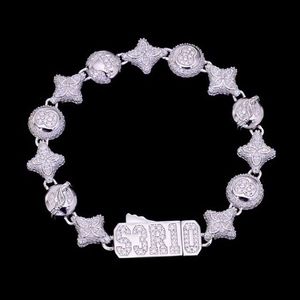 AMBER JEWELS Pulsera de eslabones de cadena de oro macizo de 14K con diamante cultivado en laboratorio, corte brillante, engaste de garra, diseño geométrico, IGI, unisex - Product Image 1