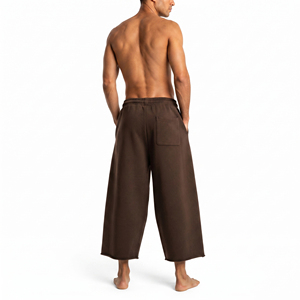 <b>Men</b> Baggy Capri Sweat <b>Shorts</b> Custom Embroidered Drawstring <b>Shorts</b> Knee Length <b>Men</b> Oversized Cotton Fleece <b>Long</b> <b>Shorts</b> 500 GSM - Product Image 2