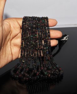 Cuentas facetadas redondas de ópalo negro natural para la fabricación de joyas, cuentas de piedra de 6 mm, gemas multicolor, hebras de 7 pulgadas. - Product Image 5