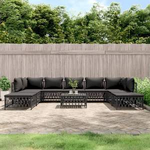 Ensemble de salon de patio 10 pièces en acier anthracite avec coussins pour le jardin - Product Image 1