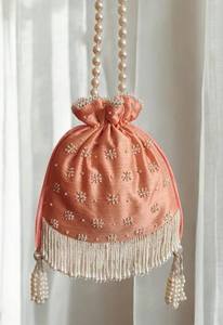Bolso Potli con Cordón y Bordado de Cuentas, para Fiestas, Bodas, Joyería y Cosméticos - Product Image 3