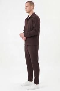 Survêtements d'hiver pour hommes grande taille, 100 % coton respirant, coupe ajustée, à capuche, en polaire, design 2-en-1 uni, avec poches latérales, pour adultes - Product Image 3