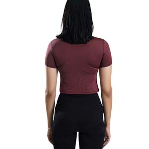 Custom Women Fitness Crop Top Short Sleeve Crew Neck T Shirt Slim Fit <b>Stretch</b> Gym Workout Running Yoga Top Breathable Activewear - Product Image 5