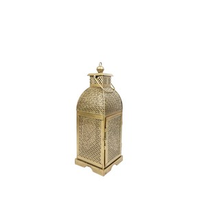 Farol de metal dorado estilo marroquí vintage, hecho a mano, de hierro, para colgar o decorar la mesa, para el hogar, bodas, Ramadán, uso en interiores. - Product Image 6
