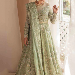 Vestido de Novia Tradicional para Fiesta de Boda, Lehenga Choli de Terciopelo Pakistaní, 3 Piezas, Bordado Premium, Sin Arrugas, Secado Rápido, C PAK - Product Image 2