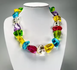 Stylish resin <b>beaded</b> <b>necklace</b> with modern design vibrant colors and elegant appeal ideal for parties casual and festive occasion - Product Image 4