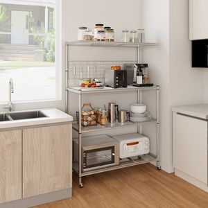 Scaffale da Cucina a 4 Ripiani su Ruote con Ripiani Regolabili - Product Image 3