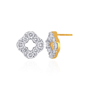Brilliant Fourfold Diamond <b>Studs</b> Modern Paperclip Link Diamond <b>Earrings</b> 14K Gold Round Lab Grown Diamond Designer Jewelry - Product Image 4