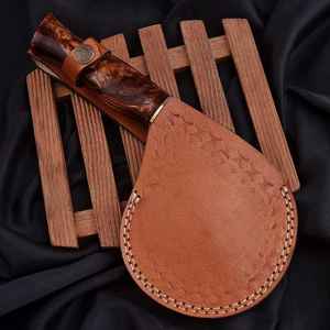 Couteau à pizza Viking en acier inoxydable Damas fait main avec lame Viking en bois de rose, coupe-pizza Valhalla - Product Image 6