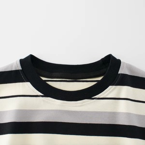 Camiseta a Rayas Personalizada de Alta Calidad para Hombre, Estilo Casual Holgado, Corte Regular, Algodón, Ropa Urbana, Proveedor OEM ODM - Product Image 5