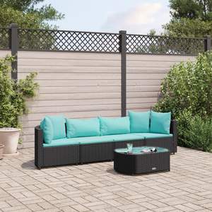 Ensemble de 4 canapés de patio noirs et bleu aqua pour la détente en jardin - Product Image 1
